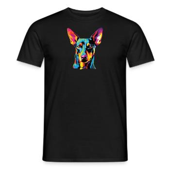 Watercolor Colorful Manchester Terrier - Men's T-Shirt - black - Front - AI Model Male 178 light (178cm)