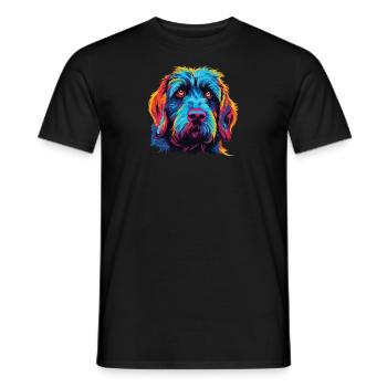 Aquarelle colorée Griffon Korthals - T-shirt homme - noir - Devant - AI Model Male 178 light (178cm)