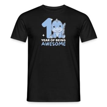 Dino for 1st birthday for children one year old - Men's T-Shirt - black - Front - AI Model Male 178 light (178cm)