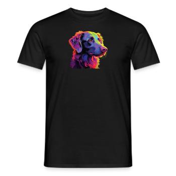 Wasserfarben Farbenfroher Curly Coated Retriever - Männer T-Shirt - Schwarz - Vorne - AI Model Male 178 light (178cm)