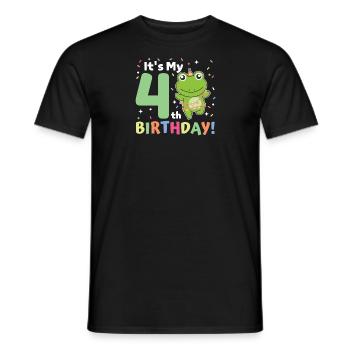 Frog for 4th birthday children four years old - Men's T-Shirt - black - Front - AI Model Male 178 light (178cm)