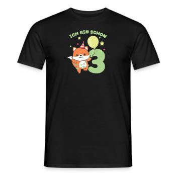 Ich bin schon 3 Füchse Geburtstags Kinder - Männer T-Shirt - Schwarz - Vorne - AI Model Male 178 light (178cm)