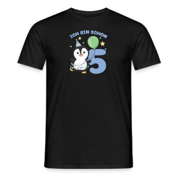 I'm already 5 penguins birthday kids - Men's T-Shirt - black - Front - AI Model Male 178 light (178cm)