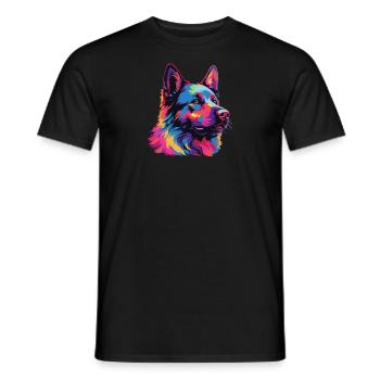Aquarelle colorée norvégien Elkhound - T-shirt homme - noir - Devant - AI Model Male 178 light (178cm)