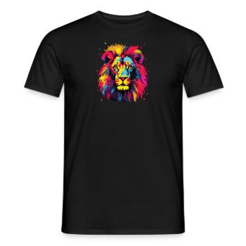Watercolor Colorful Lion Colorful Animals - Men's T-Shirt - black - Front - AI Model Male 178 light (178cm)