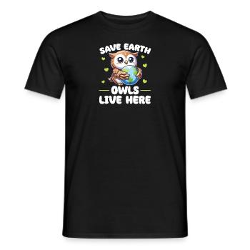 Sauvons la Terre Les hiboux vivent ici Jour de la Terre - T-shirt homme - noir - Devant - AI Model Male 178 light (178cm)