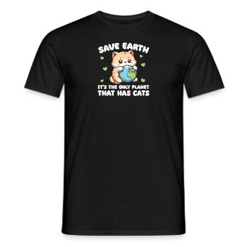 Ist der einzige Planet mit Katzen Earth Day - Männer T-Shirt - Schwarz - Vorne - AI Model Male 178 light (178cm)