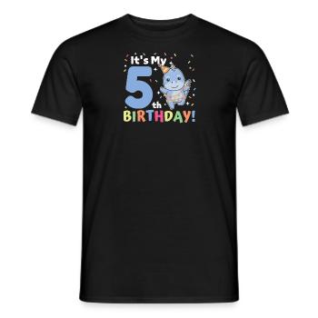Dino for 5th birthday children five years old - Men's T-Shirt - black - Front - AI Model Male 178 light (178cm)