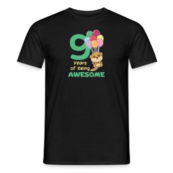 Meerkat for 9th birthday children nine years - Men's T-Shirt - black - Front - AI Model Male 178 light (178cm)