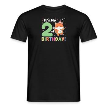 Fuchs zum 2. Geburtstag Kinder zwei Jahre alt - Männer T-Shirt - Schwarz - Vorne - AI Model Male 178 light (178cm)