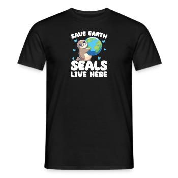 Sauvons les phoques de la Terre vivent ici Jour de la Terre - T-shirt homme - noir - Devant - AI Model Male 178 light (178cm)