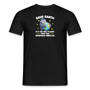 Is the only planet with mountain gorillas Earth Day - Men's T-Shirt - black - Front - AI Model Male 178 light (178cm)