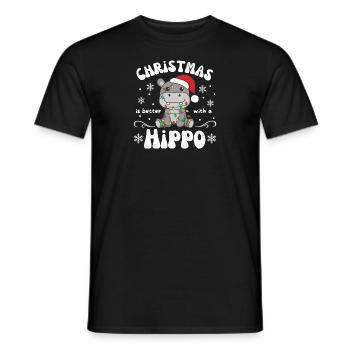 Christmas is better with a hippo - Men's T-Shirt - black - Front - AI Model Male 178 light (178cm)