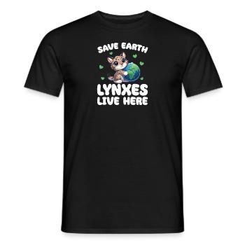 Rettet die Erde Luchse leben hier Earth Day - Männer T-Shirt - Schwarz - Vorne - AI Model Male 178 light (178cm)