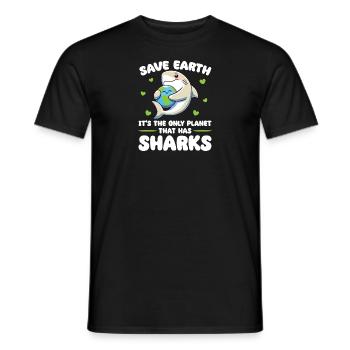 Is the only planet with sharks Earth Day - Men's T-Shirt - black - Front - AI Model Male 178 light (178cm)