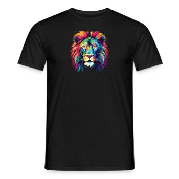 Watercolor Colorful Lion Colorful Animals - Men's T-Shirt - black - Front - AI Model Male 178 light (178cm)