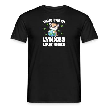 Rettet die Erde Luchse leben hier Earth Day - Männer T-Shirt - Schwarz - Vorne - AI Model Male 178 light (178cm)