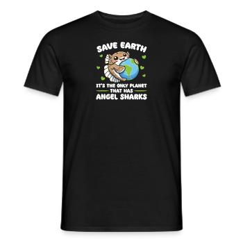 Is the only planet with angel sharks Earth Day - Men's T-Shirt - black - Front - AI Model Male 178 light (178cm)