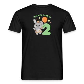 Ich bin schon 2 Hasen Geburtstags Kinder - Männer T-Shirt - Schwarz - Vorne - AI Model Male 178 light (178cm)