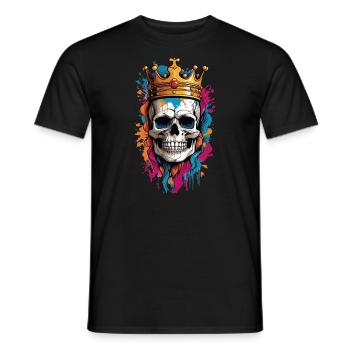 Skull with Crown Graffiti - Men's T-Shirt - black - Front - AI Model Male 178 light (178cm)