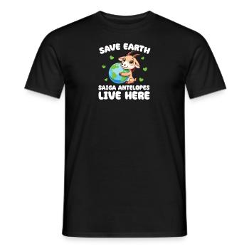 Sauvez la Terre Saïga Antilope Vivez ici Jour de la Terre - T-shirt homme - noir - Devant - AI Model Male 178 light (178cm)
