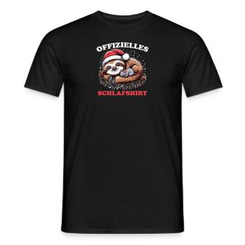 Official Sleep Shirt Christmas Sloth - Men's T-Shirt - black - Front - AI Model Male 178 light (178cm)