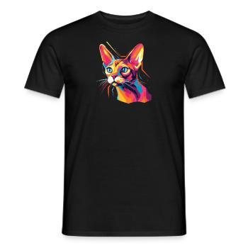Chat Aquarelle Chat Abyssin Coloré - T-shirt homme - noir - Devant - AI Model Male 178 light (178cm)