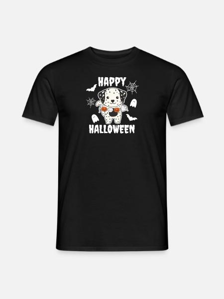 Dalmatiner Happy Halloween Kürbis Fledermaus - Männer T-Shirt - Schwarz