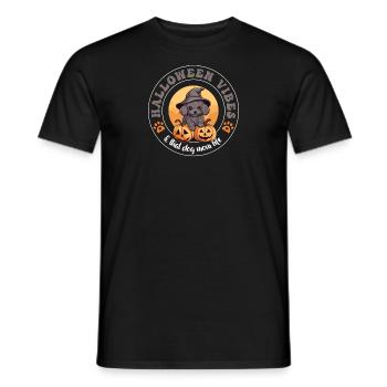 Halloween sorcière chapeau citrouille chien caniche - T-shirt homme - noir - Devant - AI Model Male 178 light (178cm)
