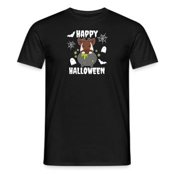 Okapi Happy Halloween Hexenkessel Fledermaus - Männer T-Shirt - Schwarz - Vorne - AI Model Male 178 light (178cm)