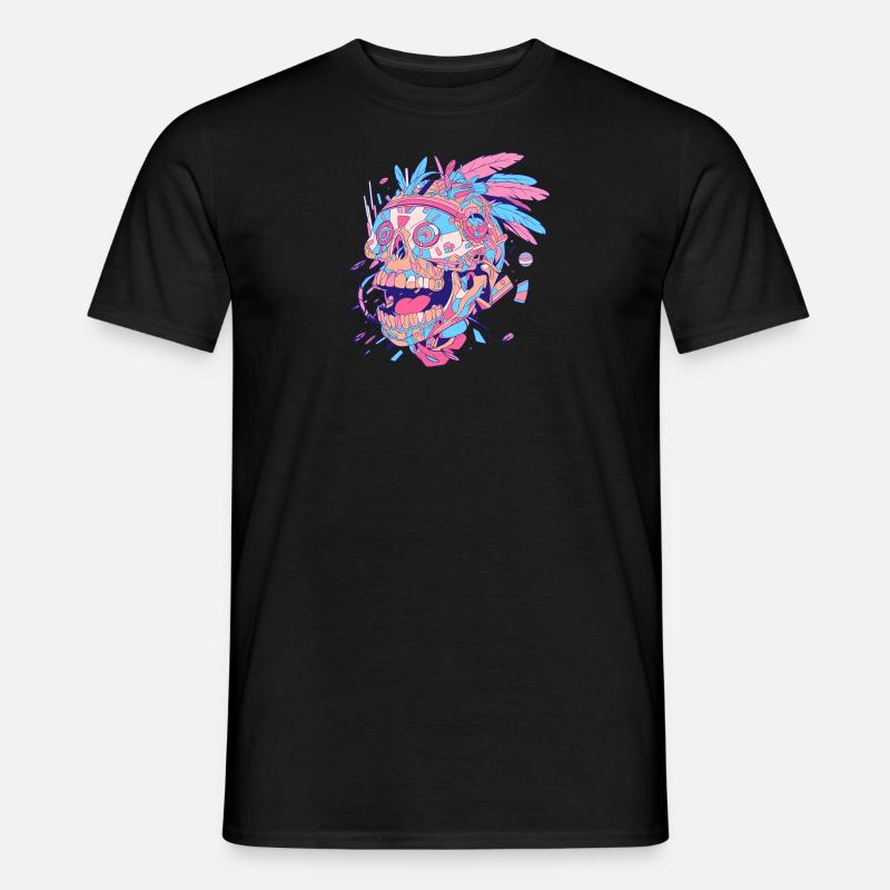 Tribal Techno Schädel - Männer T-Shirt - Schwarz