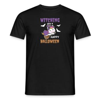 Einhorn Hexe Witching you a Happy Halloween - Männer T-Shirt - Schwarz - Vorne - AI Model Male 178 light (178cm)