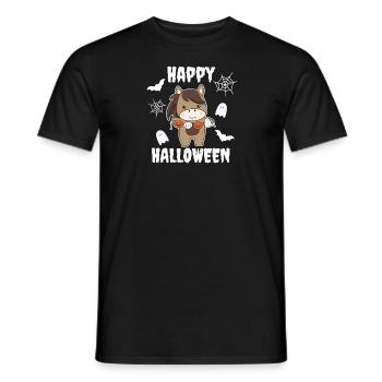 Cheval heureux Halloween citrouille chauve-souris costume - T-shirt homme - noir - Devant - AI Model Male 178 light (178cm)