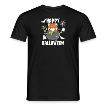 Roter Panda Happy Halloween Hexenkessel Fledermaus - Männer T-Shirt - Schwarz - Vorne - AI Model Male 178 light (178cm)