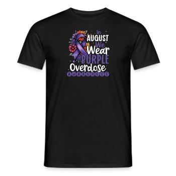 Purple in August Overdose Awareness Support - Men's T-Shirt - black - Front - AI Model Male 178 light (178cm)