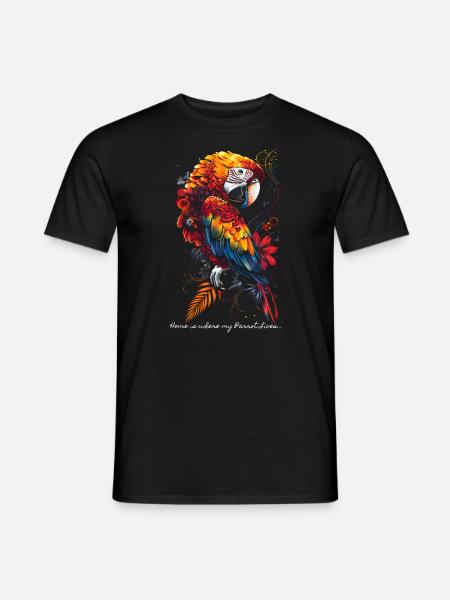 Zuhause ist, wo mein Papagei lebt... - Männer T-Shirt - Schwarz