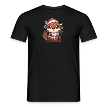 Chapeau de Noël Fée de Noël Loutre - T-shirt homme - noir - Devant - AI Model Male 178 light (178cm)