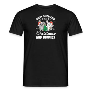 Facilement distrait par Noël et les lapins - T-shirt homme - noir - Devant - AI Model Male 178 light (178cm)