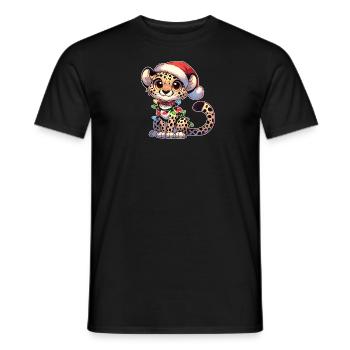 Chapeau de Noël Noël Fées Lumières Guépard - T-shirt homme - noir - Devant - AI Model Male 178 light (178cm)