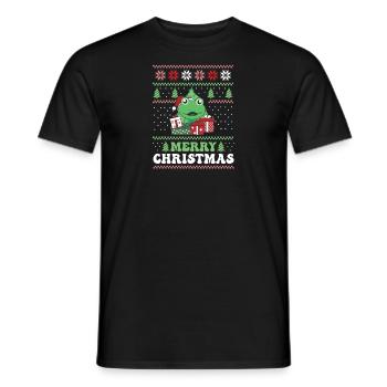 Joyeux Noël rétro moche grenouille de Noël - T-shirt homme - noir - Devant - AI Model Male 178 light (178cm)