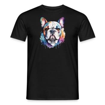 Französische Bulldogge Cool Cool Bunt - Männer T-Shirt - Schwarz - Vorne - AI Model Male 178 light (178cm)