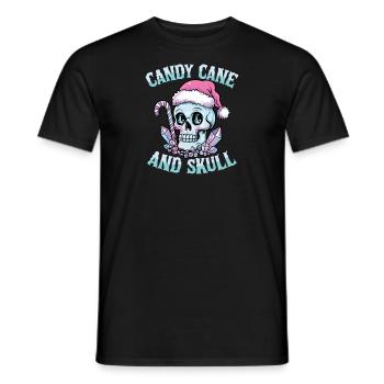 Candy Cane And Skull Pastel Goth Christmas Skull - Men's T-Shirt - black - Front - AI Model Male 178 light (178cm)
