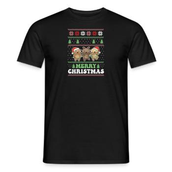 Joyeux Noël rétro moche Noël Loutre - T-shirt homme - noir - Devant - AI Model Male 178 light (178cm)