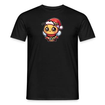 Christmas Hat Christmas Light Chain Bee - Men's T-Shirt - black - Front - AI Model Male 178 light (178cm)