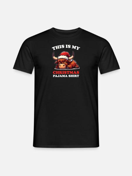 Hochlandrind Weihnachts Schlafanzug Hochlandrinder - Männer T-Shirt - Schwarz