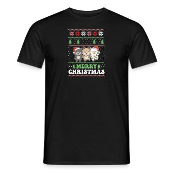 Merry Christmas retro ugly christmas alpaca - Men's T-Shirt - black - Front - AI Model Male 178 light (178cm)