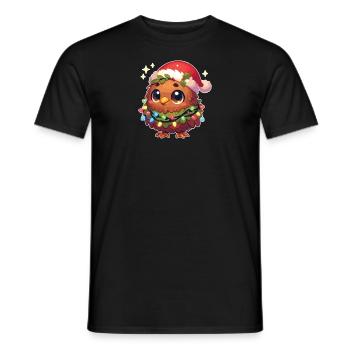 Weihnachtsmütze Weihnachten Lichterkette Kiwi - Männer T-Shirt - Schwarz - Vorne - AI Model Male 178 light (178cm)