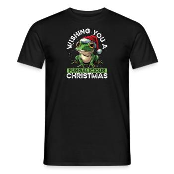 Merry Christmas, frog on mushroom cottagecore - Men's T-Shirt - black - Front - AI Model Male 178 light (178cm)
