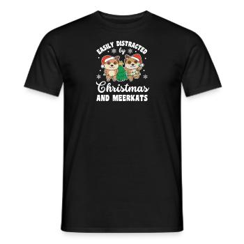 Facilement distrait par Noël et les suricates - T-shirt homme - noir - Devant - AI Model Male 178 light (178cm)