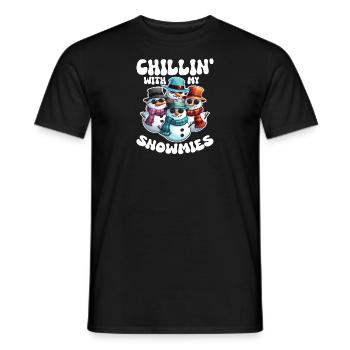 Chillin With My Snowmies Cool Snowmen - Men's T-Shirt - black - Front - AI Model Male 178 light (178cm)